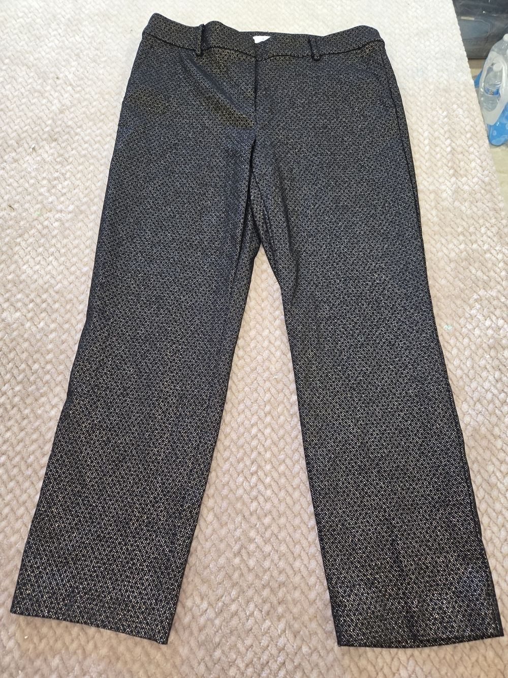 LOFT Riviera Slim Black & Gold Metallic Stretch Dress Pants Size 12 - Picture 3 of 11